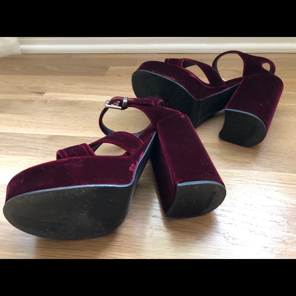 Jil Sander Velvet Platform Sandals - Picture 4 of 6